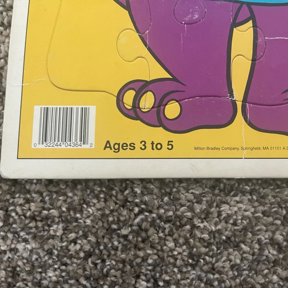 Vintage 1992 MB Milton Bradley Puzzle Barney Artist Purple Dinosaur Baby Bop